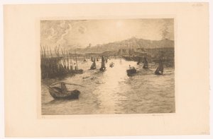 Hafen mit Sonnenuntergang