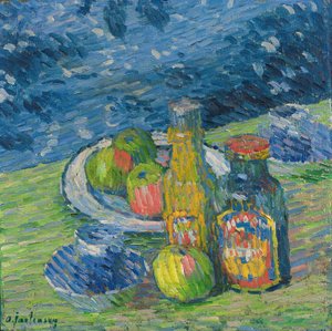 Stillleben mit Flaschen und Früchten von Alexej von Jawlensky