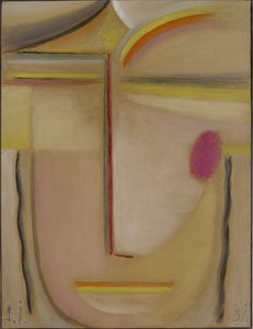 Abstrakter Kopf: Gold und Rosa