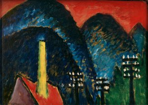 Blaue Berge (Landschaft mit gelbem Schornstein)