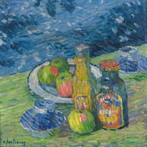 Stillleben mit Flaschen und Früchten von Alexej von Jawlensky