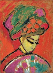 Junges Mädchen mit einem Blumenhut, 1910 von Alexej von Jawlensky