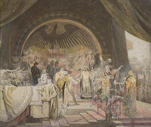 Ottokar II. von Böhmen. Die Union der slawischen Dynastien Der Zyklus Das Slawische Epos Skizze von Alfons Marie Mucha