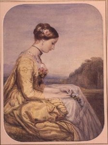 AB0100 Sitzende Dame in einem gelben Kleid von Alfred Edward Chalon