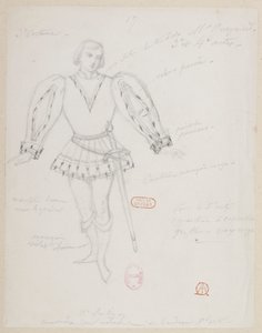 Halévy - Die Zauberin - Kostümentwürfe von Alfred Albert - 17. (René), M. Gueymard, 3. Kostüm, 3. und 4. Akt von Alfred Albert