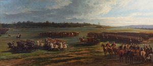 Überprüfung der Kavalleriedivision der Longchamp-Garde durch Napoleon III. und Franz Joseph I. von Österreich, 25. Oktober 1867 von Alfred Charles Ferdinand Decaen