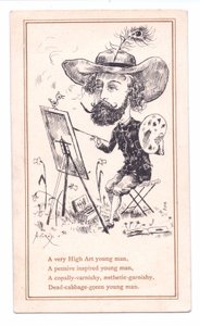 Viktorianische Grußkarte eines ästhetischen Künstlers, der ein Bild malt, ca. 1881 von Alfred Gray