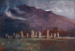 Lake District: Druidenkreis, in der Nähe von Keswick, Mondschein von Alfred Heaton Cooper