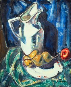 Stillleben mit weißem Krug und Obst