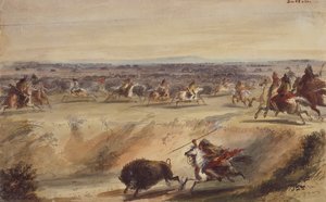 Eine Umzingelung oder Büffeljagd, um 1839 von Alfred Jacob Miller