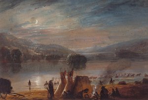 Flussüberquerung bei Mondlicht, Lageraufbau, ca. 1858-60