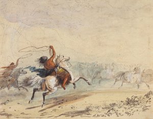 Wildpferde einfangen, ca. 1837 von Alfred Jacob Miller