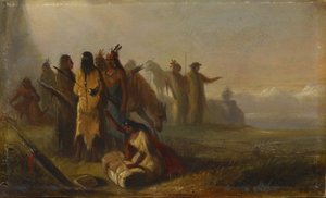 Szene mit Fallenstellern und Indianern von Alfred Jacob Miller