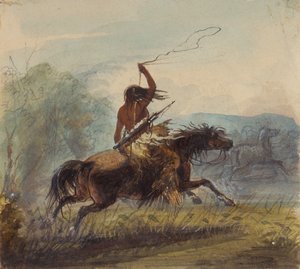 Shoshone-Frau wirft das Lasso, ca. 1837 von Alfred Jacob Miller