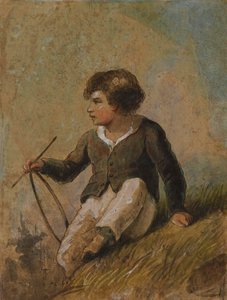 Junger Junge mit Reifen und Stock von Alfred Jacob Miller