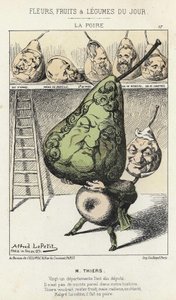 La Peire: Karikatur über Thiers - Ill. vom 14/02/1871 von Alfred Le Petitty, in „Blumen, Früchte und Gemüse des Tages“