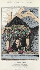 Le Peas de Fragreur: Karikatur über Jules Simon (1814 - 1896) - ill. vom 12/01/187 in „Blumen, Früchte und Gemüse des Tages“ von Alfred Le Petit