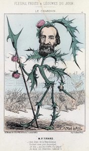 Le Thistle: Karikatur über P. Tirard - Ill. vom 30/03/1871 in „Blumen, Früchte und Gemüse des Tages“