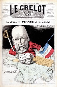 Der letzte Gedanke von Garibaldi. Karikatur in Le bell von Alfred Le Petit