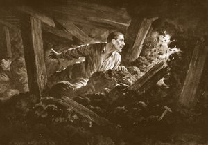 Sapper W. Hackett weigert sich, einen schwer verletzten Kameraden in einer Minengalerie zurückzulassen von Alfred Pearse