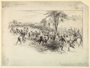 Der Viehraub durch die konföderierte Kavallerie von Alfred R. Waud