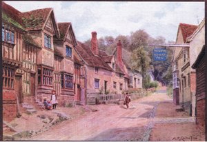 Häuser, die früher von Webern bewohnt wurden, Kersey, Suffolk, aus The Cottages and the Village Life of Rural England, veröffentlicht von Dent & Sons Limited von Alfred Robert Quinton