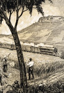 Deutsche Eisenbahnen - Zug in der Landschaft in Freyburg von Alfred Seckelmann
