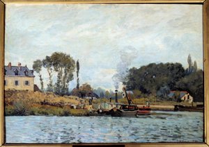 Boot an der Schleuse von Bougival von Alfred Sisley