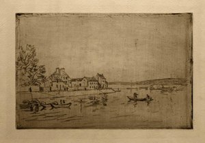 Ufer des Loing: Die sechs vertäuten Boote