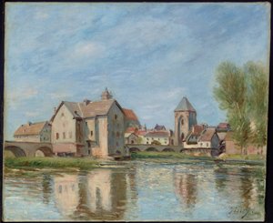 Die Brücke und Mühlen von Moret sur Loing von Alfred Sisley