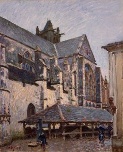 Die Kirche von Moret im Regen