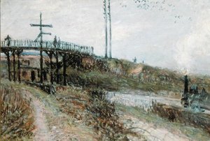 Die Fußgängerbrücke über die Eisenbahn in Sevres, um 1879 von Alfred Sisley