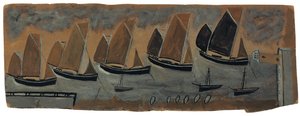 St. Ives Hafen mit fünf Segelbooten von Alfred Wallis