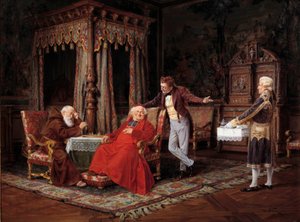Der Geschmack seiner Eminenz. Gemälde von Alfred Weber (1862-1922) 19. Jahrhundert Avignon, Musée Calvet - Garnelen für den Kardinal. Gemälde von Alfred Weber (1862-1922)