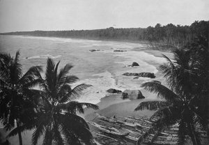 Blick vom Mount Lavinia, zeigt Kokospalmen entlang der Küste, um 1890-1910