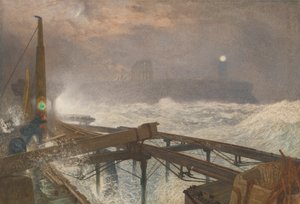 Tynemouth Pier - Lampenanzünden bei Sonnenuntergang von Alfred William Hunt