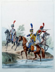 Napoleonische Armee: Husaren. Gravur von Alfred De Marbot (19. Jahrhundert) 1806 von Alfred de (after) Marbot