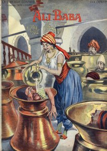 Ali Baba (und die vierzig Räuber). Beliebte Geschichte aus 1001 Nacht. Illustration von Vaccari und Carrey in der Sammlung „Les beaux tales“ „Nos loisirs“ um 1910. Private Sammlung. von Alfredo and Carrey Vaccari