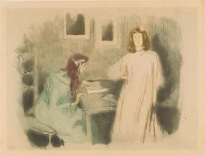 Zwei Mädchen in einem Innenraum von Alfredo Müller (signed by artist)