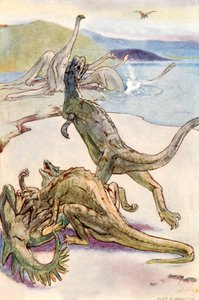 Eine mesozoische Szene mit Deinotheria von Alice Bolingbroke (after) Woodward