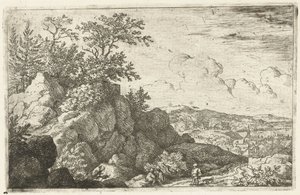 Berglandschaft mit Mann und Hund von Allaert van Everdingen