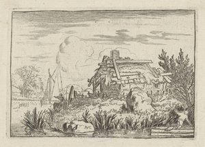 Verfallenes Haus am Wasser von Allaert van Everdingen