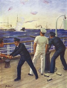 Seekadett Reginald Himbury unterstützt die Kanoniere der Clan McTavish im Kampf mit dem deutschen Räuber Moewe von Allan (after) Stewart