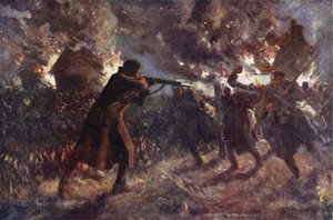 Private James Meston greift im Alleingang mehrere Feinde an, die nach der Eroberung eines britischen Grabens vorrückten, Erste Schlacht von Ypern, 31. Oktober 1914