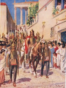 Alarich der Gote betritt Athen im Jahr 395, Illustration aus 