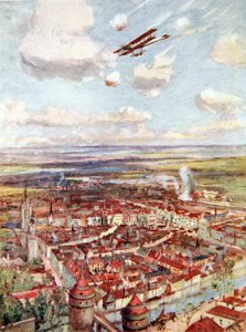 Leutnant Rhodes-Moorhouse fliegt über Courtrai, um die Eisenbahn zu bombardieren von Allan Stewart