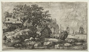 Acht Landschaften: Landschaft mit zwei leeren Booten