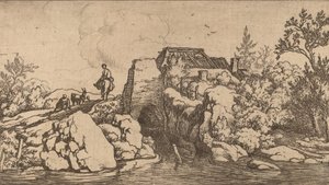 Reiter auf einer Steinbrücke, wahrscheinlich ca. 1645-1656
