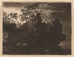 Großer Felsen am Fluss