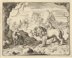 Renard überzeugt den Löwen und die Löwin, einen Schatz zu finden, den sein Vater ihnen gestohlen hat..., 1650-75